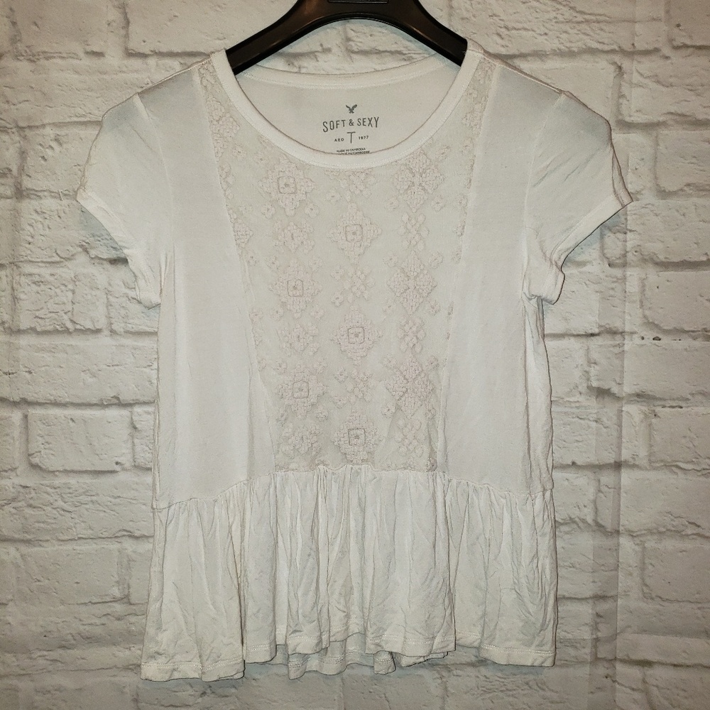 🌻 AEO Soft & Sexy Cream Aztec Print Blouse